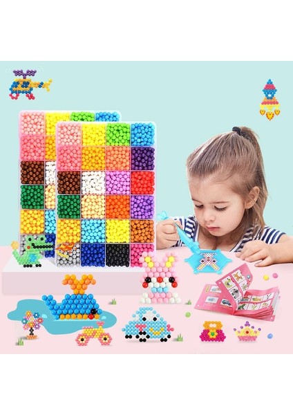 Pengfu Shop Sarı Stil 4.5 mm Dolum Hama Boncuk Bulmaca Aquabeads Dıy Su Püskürtme Boncuk Seti Top Oyunları 3D El Yapımı Sihirli Oyuncaklar Kızlar Için Çocuk (Yurt Dışından)