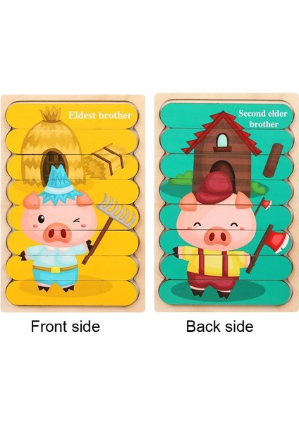 WT252 1pc Tarzı Hayvanlar 3D Yapboz Montessori Ahşap Yapboz Çocuklar Için Çift Taraflı Hikaye Bulmaca Eğitici Oyuncaklar Çocuklar Için Yıllar (Yurt Dışından)