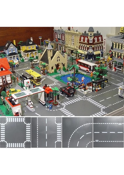 Açık Mavi Stil Yapı Taşları Taban Plakaları Yol Plakası Düz ​​kavşak Eğri Bloğu Uyumlu Legoing Oyuncaklar Taban Plakaları Oyuncaklar Çocuklar Için (Yurt Dışından) modelleri