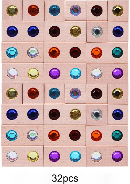 16 Adet ve 16 Adet Stil Ahşap Oyuncak Mücevher Blokları Gökkuşağı Istifleme Jenga Blokları Oyuncaklar Doğal Ahşap Bloklar Çocuk Blokları Eğitici Houten Speelgoed (Yurt Dışından)