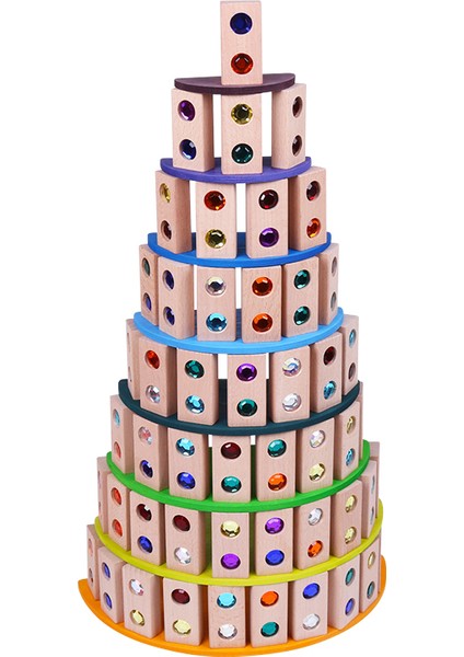Tek Mücevher 32 Adet Tarzı Ahşap Oyuncak Mücevher Blokları Gökkuşağı Istifleme Jenga Blokları Oyuncaklar Doğal Ahşap Bloklar Çocuk Blokları Eğitici Houten Speelgoed (Yurt Dışından)