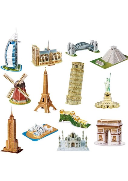 F Stili Dıy 3D Bulmaca Kağıt Boyutlu Model Monte Zeka Öğrenme Eğitici Oyunlar Oyuncaklar Çocuk Yapboz Çocuk Mimarisi (Yurt Dışından)