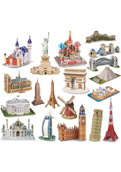 668-20 Stili 40 Stil Dünyaca Ünlü Mimari Bina 3D Yapboz Model Inşaat 3D Yapboz Oyuncaklar Çocuklar Için Noel Hediyesi (Yurt Dışından)