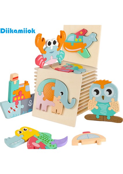QW-C08 Stili 38 Stilleri Renkli Ahşap 3D Yapboz Oyuncak Çocuklar Hayvan Araba Bilişsel Öğrenme Oyunu Bebek Eğitici Ahşap Oyuncaklar Çocuklar Için (Yurt Dışından)
