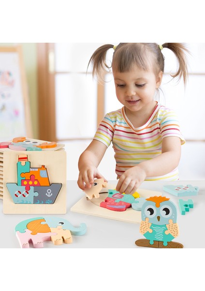 QW-C08 Stili 38 Stilleri Renkli Ahşap 3D Yapboz Oyuncak Çocuklar Hayvan Araba Bilişsel Öğrenme Oyunu Bebek Eğitici Ahşap Oyuncaklar Çocuklar Için (Yurt Dışından)