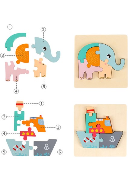 Plane Style 3D Ahşap Bulmaca Bebek Montessori Oyuncaklar Toddlers Çocuk Erken Eğitim Karikatür Hayvan Zeka Bulmaca Yapboz Yüksek (Yurt Dışından)
