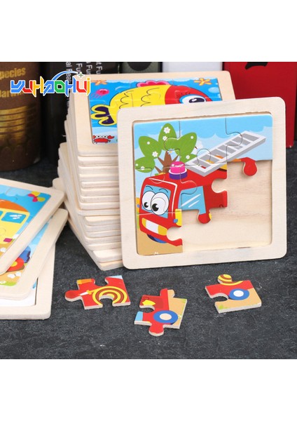 Pengfu Shop NO.3316 - 15CM Tarzı 9 Adet Montessori Ahşap Bulmaca Oyuncaklar Çocuklar Çocuklar Için Karikatür Hayvanlar Tangram Yapboz Erkek Kız Eğitici Öğrenme Oyuncaklar (Yurt Dışından)