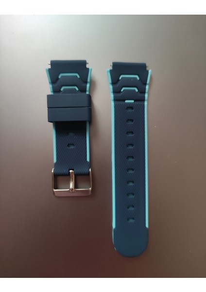 Huawei Watch Fit Uyumlu Renkli Silikon Kordon Pim Çevirici Aparatı ile Birlikte Mavi Düz Çizgili fiyatları