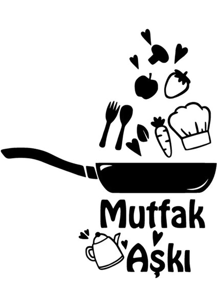Mutfak Aşkı Sticker Duvar Dekor Sticker 40 x 44 cm