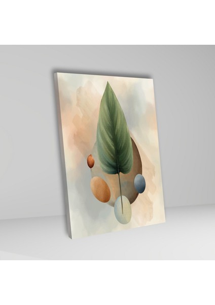 Tekli Dikey Kanvas Duvar Tablosu Soyut Oval Şekil ve Yaprak fiyatları