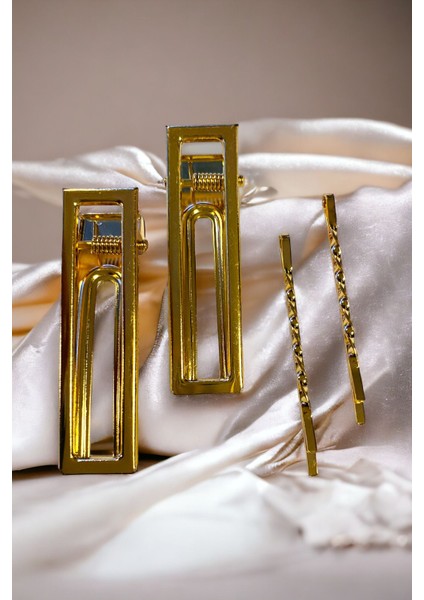 Kadın 6 cm Gold Renk 2 Adet Firkete 2 Adet Pens Toka Seti