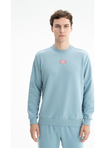 Erkek Sade Şık Regular Fit Şardonsuz 3 İplik Bisiklet Yaka Sweatshirt K26124601401