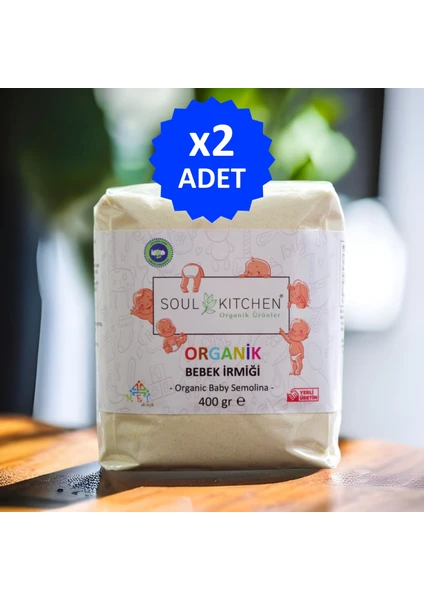 Soul Kitchen Organik Ürünler Soul Kitchen Organik Bebek Irmiği 400 gr - 2'li Avantaj Set -