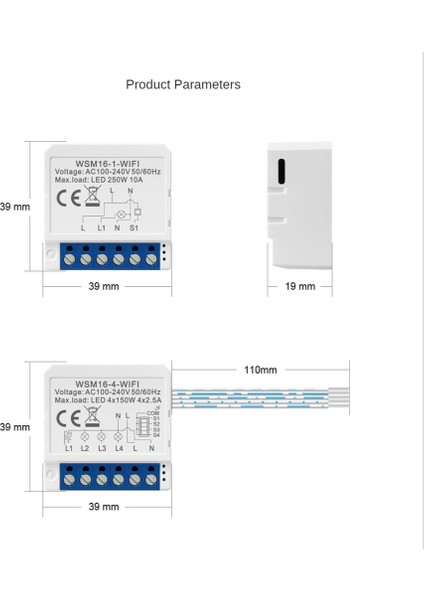 Wifi Akıllı Işık Anahtarı Modülü, Tuya App Uzaktan 2 Yollu Kontrol 4 Gang Mini Dıy Kesici Alexa, Google Ev Için Çalışmak (Yurt Dışından)