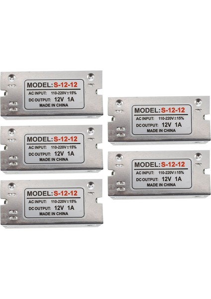 5x Gerilim Trafosu Güç Kaynağı Ac 110/220V - Dc 12V 1A Gümüş (Yurt Dışından)