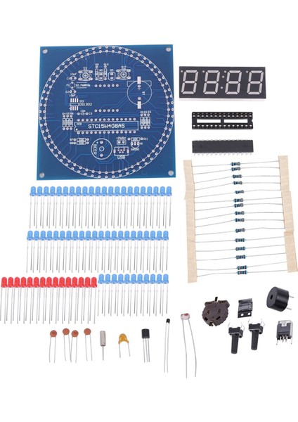 Dıy Dönen Elektronik Saat Kiti Elektronik Devre Temel Deney Kiti LED Ekran Çalar Saat Dıy Parçaları (Yurt Dışından)
