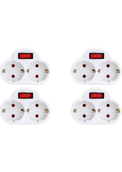 Anahtarlı 4 Adet Soket Adaptörü, 250V/16A 3680W Taşınabilir Prizler Duvar Plakası Soketi Ofis, Ev, Seyahat Ab Tak (Yurt Dışından)