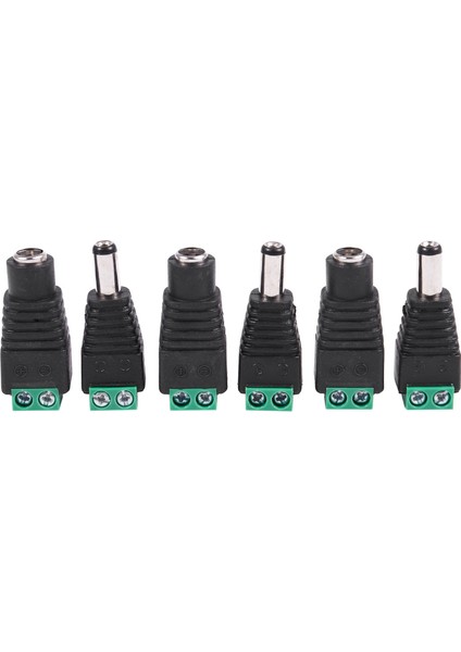 6 Adet 5.5x2.1mm Dişi + Erkek Cctv Dc Güç Konektörü Adaptörü Onarım Parçası (Yurt Dışından)