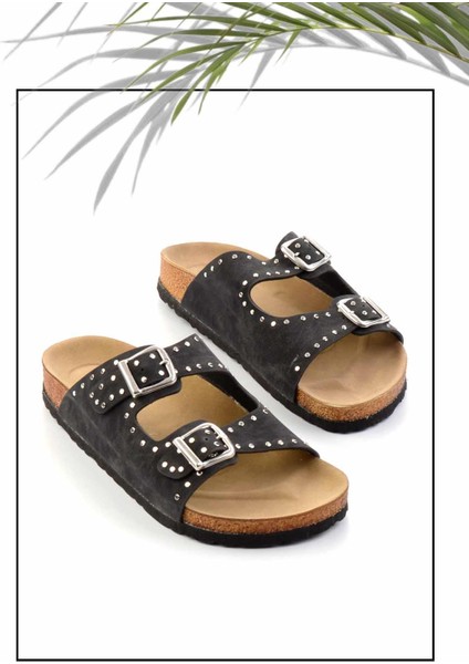 Siyah Nubuk Kadın Terlik K04819010101