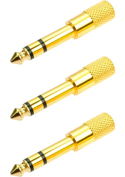 3x Ses Jakı Dönüştürücü Adaptör Stereo Jak 6.5mm Erkek - 3.5mm Kadın Elektro Gitar Kulaklık Minifon (Altın) (Yurt Dışından)