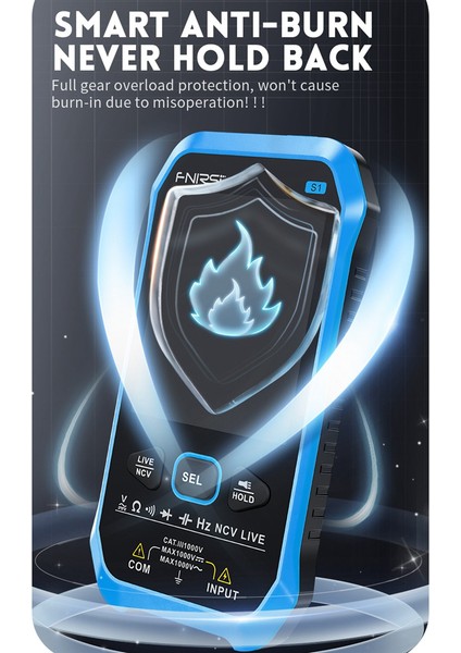 S1 Dijital Multimetre 9999 Sayım Ac Direnç Kapasitesi Diyot Ncv Hz Canlı Tel Renkli Ekran Test Cihazı Multimetre (Yurt Dışından)