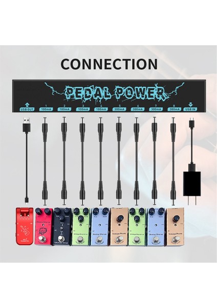 Pedal Güç Gitar Pedalı Güç Gitar Efektör Güç Kaynağı 8 Izole Dc Çıkış Gitar Efekt Pedalı Gitar Aksesuarları (Yurt Dışından)