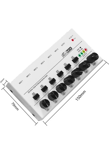 6 Kanal Ses Mikseri Mini Stereo Mikser Profesyonel Ses Mikseri 6.35MM Kayıt Stüdyosu Için Düşük Gürültülü USB Mikser, Siyah (Yurt Dışından)