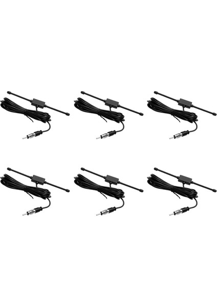 6x Siyah Evrensel Araba Tekne Stereo Am Fm Dipol Anten Yapışkanlı Montaj Cam Anten Radyo Anteni (Yurt Dışından)