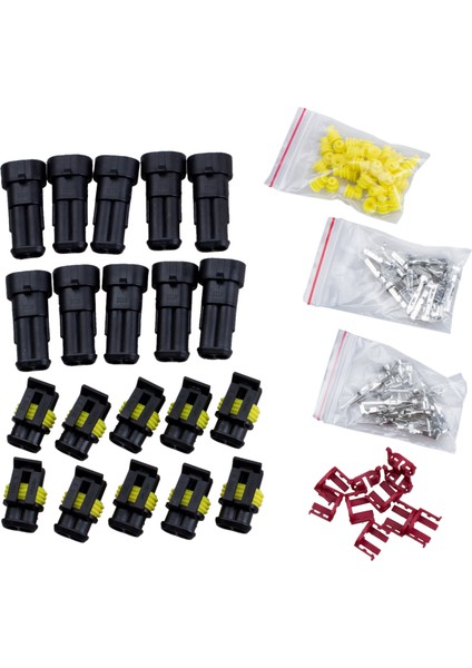 10 Kit 2 Pimli Yol Su Geçirmez Elektrik Kablosu Konektör Fişi (Yurt Dışından)