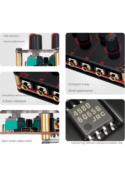 4 Kanal Hat Mikser Taşınabilir Analog Ses Karıştırma Konsolu En Yüksek Ses Kalitesi Stereo Mikser USB DC5V Güç Mini Mikser (Yurt Dışından)
