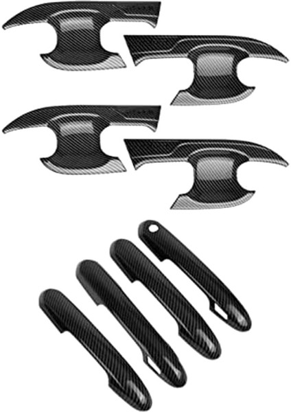 8 Adet Karbon Fiber Dış Kapı Kolu Kase + Kapı Kulp Kılıfı Trim Kiti 2020-2021 Için Uyumlu (Yurt Dışından)