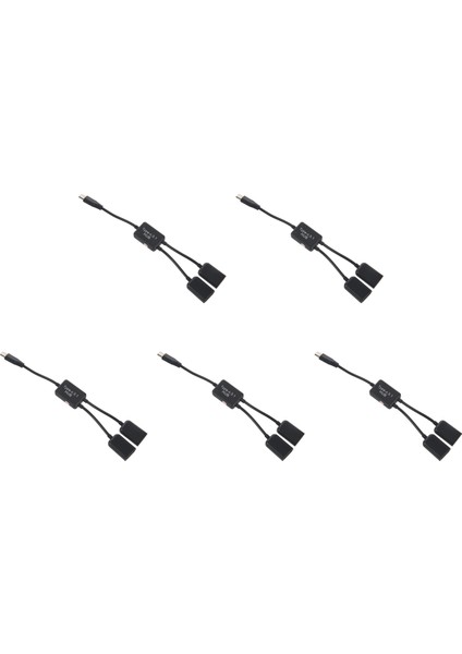 5x Tip C Otg USB Erkek - Çift 2.0 Dişi Otg Şarj 2 Port Hub Kablo Y Bölücü (Yurt Dışından)