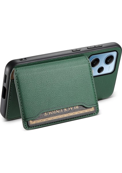 Xiaomi Redmi Note 12 Pro 5g / 12 Pro Speed 5g / Poco X5 Pro 5g Kılıf Tpu+Pc+Pu Kickstand Kartlı Telefon Kapağı - Yeşil (Yurt Dışından) modelleri