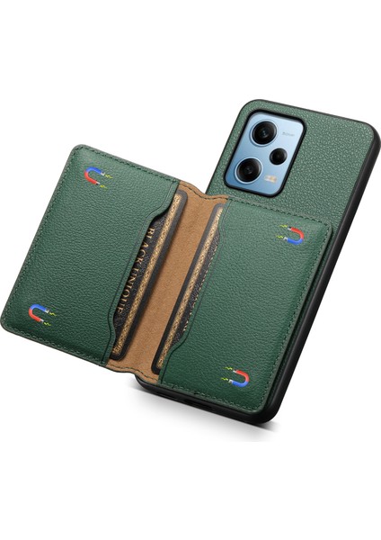 Xiaomi Redmi Note 12 Pro 5g / 12 Pro Speed 5g / Poco X5 Pro 5g Kılıf Tpu+Pc+Pu Kickstand Kartlı Telefon Kapağı - Yeşil (Yurt Dışından) fırsatları