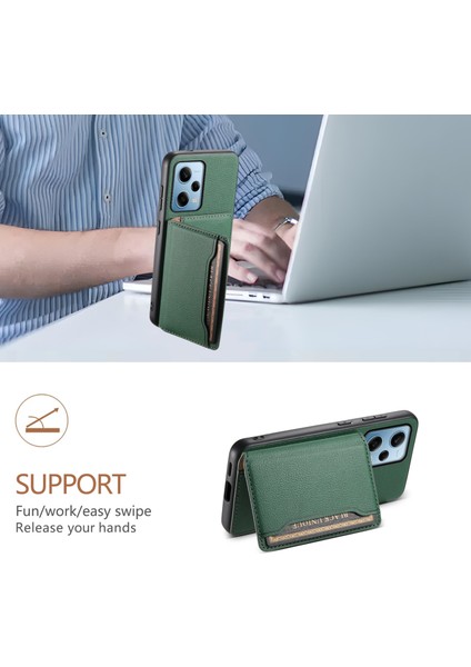 Xiaomi Redmi Note 12 Pro 5g / 12 Pro Speed 5g / Poco X5 Pro 5g Kılıf Tpu+Pc+Pu Kickstand Kartlı Telefon Kapağı - Yeşil (Yurt Dışından) indirimleri