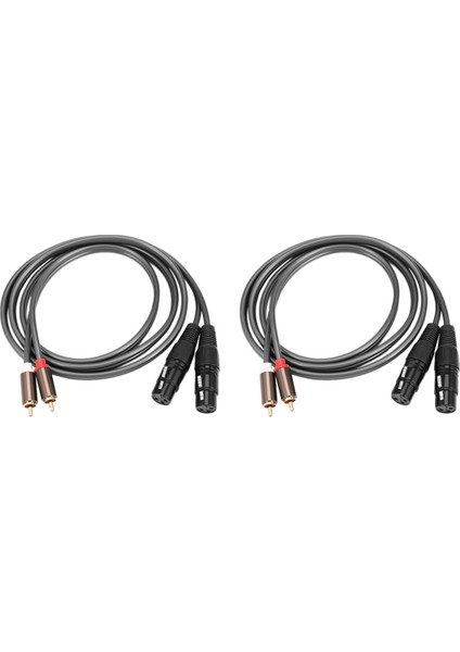 2x Çift Dişi Xlr - Rca Kablosu, Ağır Hizmet Tipi 2 Xlr Dişi - 2 Rca Erkek Yama Kablosu Hifi Stereo Ses Bağlantı Kablosu (Yurt Dışından)