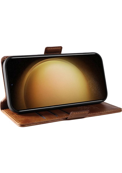 Yıkatu YK-007 Samsung Galaxy S23+ Cüzdan Kılıf Litchi Dokulu Deri Flip Telefon Kapağı - Kahverengi (Yurt Dışından) modelleri