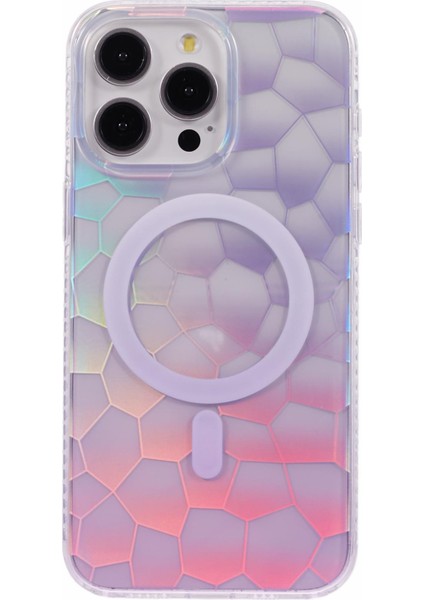 iPhone 14 Pro Için Mp Serisi Manyetik Kılıf Tpu+Akrilik Telefon Kapağı Degradeleri Renkli Tasarım - Mor (Yurt Dışından)