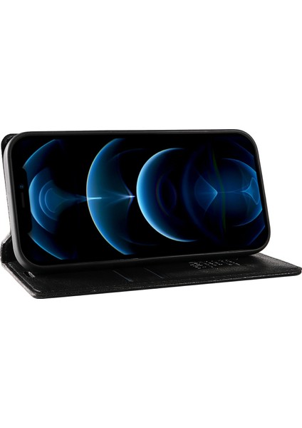 Yıkatu YK-006 iPhone 12 Pro Max Için Deri Kılıf Manyetik Çevirmeli Telefon Cüzdan Kapağı - Siyah (Yurt Dışından) modelleri