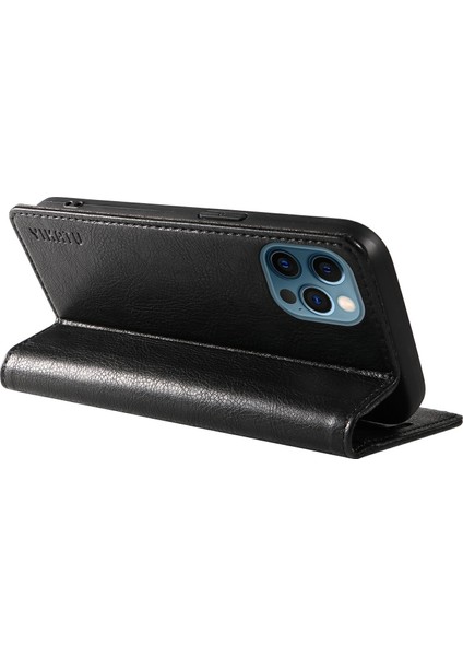 Yıkatu YK-006 iPhone 12 Pro Max Için Deri Kılıf Manyetik Çevirmeli Telefon Cüzdan Kapağı - Siyah (Yurt Dışından) fırsatları