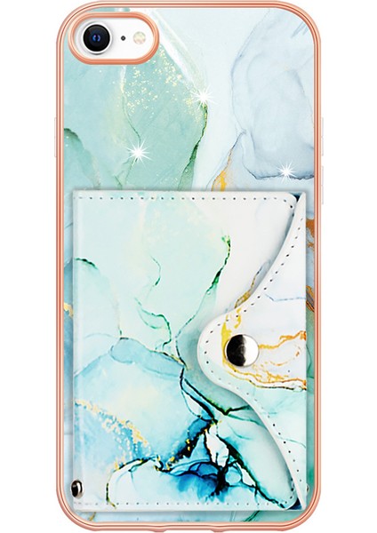 Yb Deri Kaplama Serisi-9 iPhone Se (2022) / Se (2020) / 7 4.7 Inç / 8 4.7 Kılıf Kickstand Imd Arka Telefon Kapağı - 003 Yeşil (Yurt Dışından) fiyatları