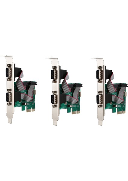3x Pcı-E Pcı Çift Seri Db9 RS232 2 Bağlantı Noktalı Denetleyici Adaptör Kartı Yeşil (Yurt Dışından)