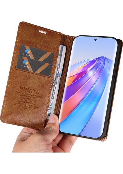 Yıkatu YK-006 For Honor X40 5g / X9A 5g / Magic5 Lite 5g Deri Kılıf Litchi Doku Telefon Cüzdan Kapağı - Kahverengi (Yurt Dışından) indirimleri