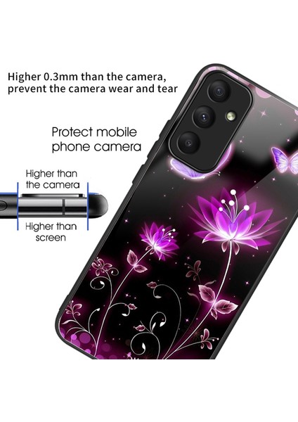Samsung Galaxy A55 5g Temperli Cam Kılıf Tpu Çerçeve Desen Baskı Telefon Kapağı - Floresan Lotus (Yurt Dışından) fiyatları