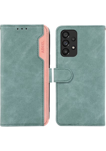 Abeel Samsung Galaxy A33 5g Cüzdan Kılıf Renk Eşleştirme Rfıd Engelleyici Deri Telefon Kapağı - Mavisi (Yurt Dışından)