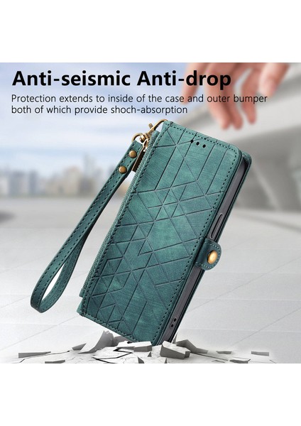 Xiaomi 13 Lite / Civi 2 5g Kılıf Fermuar Cüzdan Deri Geometri Telefon Kapağı Için - Yeşil (Yurt Dışından) indirimleri