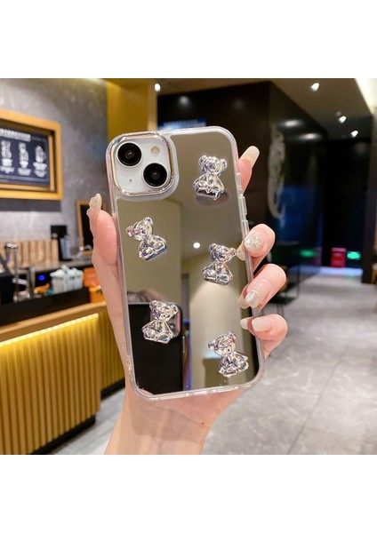 iPhone 14 Kılıfı Için Şık Ayna Yüzeyi Tpu+Pc Telefon Bileklikli Arka Kapak - Ayı (Yurt Dışından) modelleri