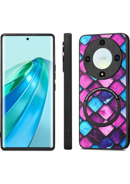 Onur Için P1 X40 5g / X9A 5g / Magic5 Lite 5g Kılıf Pu Deri Desen Baskı Manyetik Arka Kapak - Ölçek (Yurt Dışından) modelleri