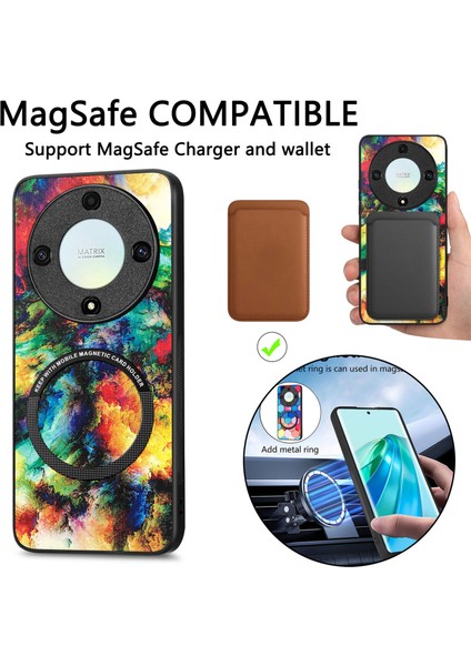 Onur Için P1 X40 5g / X9A 5g / Magic5 Lite 5g Kılıf Pu Deri Desen Baskı Manyetik Arka Kapak - Ölçek (Yurt Dışından) fırsatları