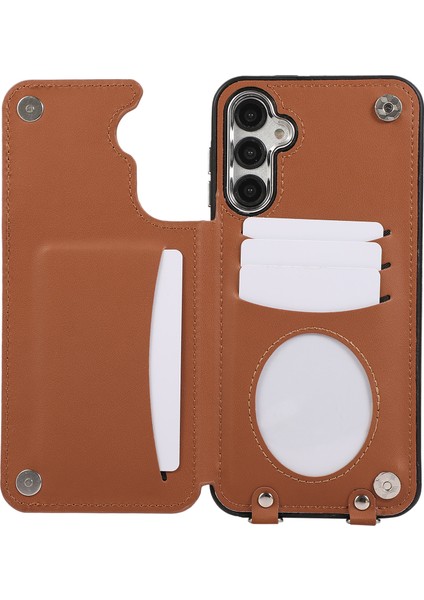 Samsung Galaxy S24 Için Kart Tutucu Darbeye Dayanıklı Kılıf Omuz Askılı Halka Kickstand Kapak - Kahverengi (Yurt Dışından) modelleri